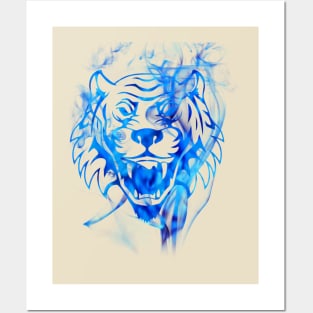 Blue Flame Tiger Posters and Art